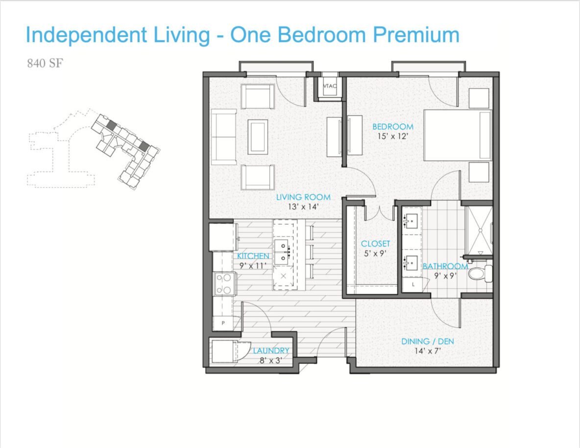 Independent Living One Bedroom Premium 1184x915