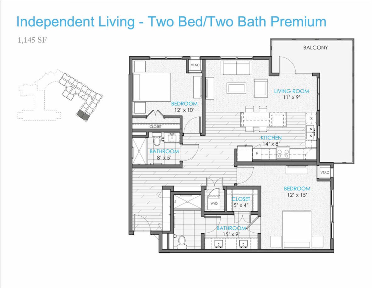 Independent Living Two Bed Two Bath Premium