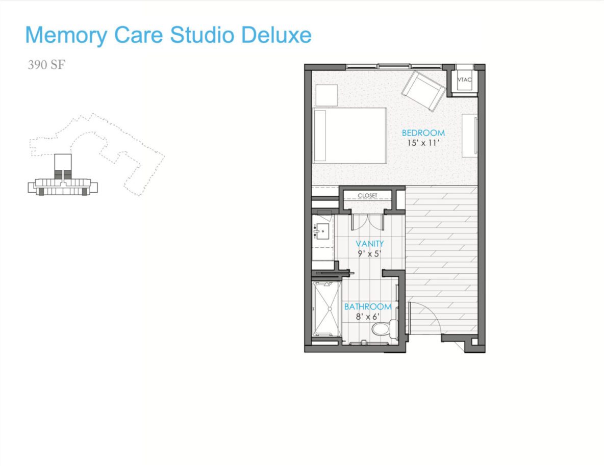 Memory Care Deluxe Studio Floor Pan