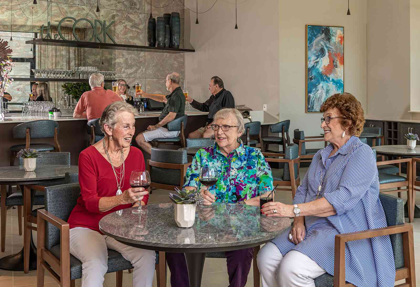 Ladies drinking wine Fountainwood at Lake Houston